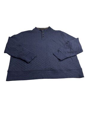 Banana Republic Mens XL Navy Quilted Pullover Henley Sweatshirt Cotton Blend